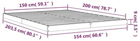 Πλαίσιο Κρεβατιού Λευκό 150x200 εκ. Μασίφ Ξύλο Πεύκου King Size - Λευκό