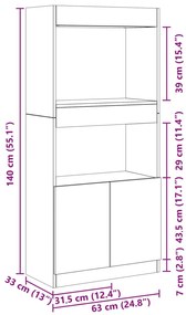 Ντουλάπι Γκρι Sonoma 63x33x140 εκ. από Επεξεργασμένο Ξύλο - Γκρι