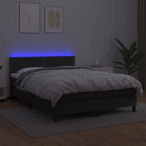 ΚΡΕΒΑΤΙ BOXSPRING ΜΕ ΣΤΡΩΜΑ &amp; LED ΜΑΥΡΟ 140X200 ΕΚ. ΣΥΝΘ. ΔΕΡΜΑ 3134165