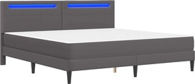 vidaXL Σκελετός κρεβατιού με στρώμα Γκρι 200 x 200 cm Τεχνητό Δέρμα