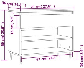 Παπουτσοθήκη Μαύρη 70x36x60 εκ. από Επεξεργασμένο Ξύλο - Μαύρο