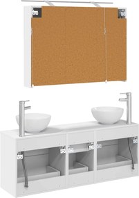 vidaXL Σετ Επίπλων Μπάνιου 4 pcs Λευκό Επεξεργασμένο Ξύλο και Γυαλί