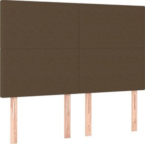 vidaXL Κρεβάτι Boxspring με Στρώμα Σκούρο Καφέ 140x190 εκ. Υφασμάτινο