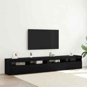 vidaXL Κάθισμα TV 2 τεμάχια με Φώτα LED Μαύρο Επεξεργασμένο Ξύλο