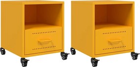 vidaXL Κομοδίνα 2 τεμ. Μουσταρδί 36x39x43,5 εκ. από Χάλυβα