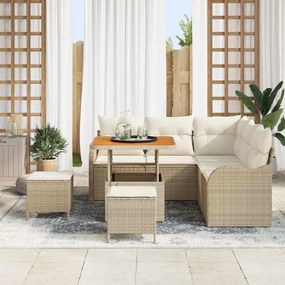 vidaXL Σετ Καναπέ Κήπου με μαξιλάρι 8 pcs Μπεζ συνθετικό ρατάν