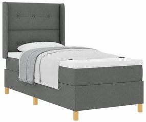 vidaXL Κρεβάτι με ελατήριο με στρώμα Σκούρο γκρι 80 x 200 cm ύφασμα