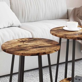 vidaXL Σετ βοηθητικά τραπεζάκια με ράφι 2 pcs Φουσκωτό δρυς και Μαύρο