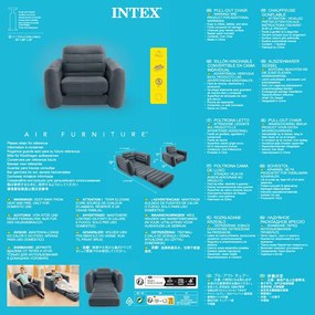INTEX Πολυθρόνα Κρεβάτι Φουσκωτή Σκούρο Γκρι 117 x 224 x 66 εκ.