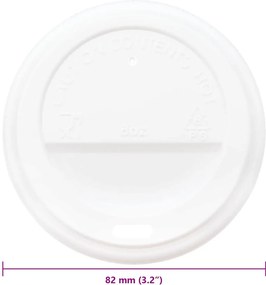 vidaXL Χάρτινα καπάκια καφέ Ø80 mm 8oz 1000 τεμάχια Λευκό πλαστικό