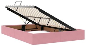 vidaXL Κρεβάτι με αποθηκευτικό χώρο και LED Ροζ 140 x 190 cm Βελούδο