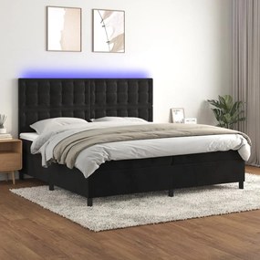 ΚΡΕΒΑΤΙ BOXSPRING ΜΕ ΣΤΡΩΜΑ &amp; LED ΜΑΥΡΟ 200X200 ΕΚ. ΒΕΛΟΥΔΙΝΟ 3136385