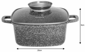 Кατσαρόλα Klausberg KB 7528, 2.8 l, Γυάλινο καπάκι, Μαρμάρινη Επίστρωση, Επαγωγή, Γκρι