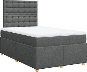 vidaXL Κρεβάτι Boxspring με Στρώμα Σκούρο Γκρι 120x190 εκ Υφασμάτινο