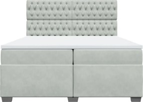 vidaXL Κρεβάτι Boxspring με Στρώμα Ανοιχτό Γκρι 200x200 εκ. Βελούδινο