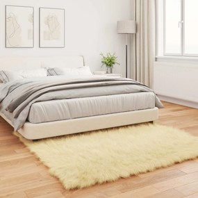 vidaXL Χαλί από τεχνητό πρόβειο δέρμα TAFALLA Κρεμ 120 x 120 cm