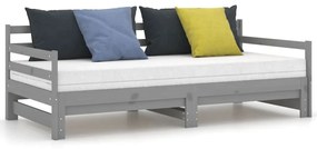 Καναπές Κρεβάτι Γκρι 2 x (90 x 200) εκ. από Μασίφ Ξύλο Πεύκου - Γκρι