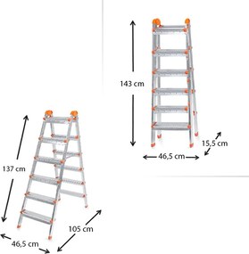 Σκάλα Double Step Perilla μεταλλική 6+6 σκαλοπάτια 137εκ.