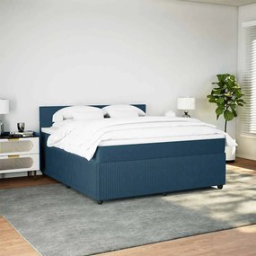 vidaXL Κρεβάτι Boxspring με Στρώμα Μπλε 180x200 εκ. Βελούδινο
