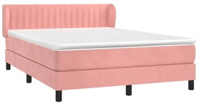 vidaXL Κρεβάτι Boxspring με Στρώμα Ροζ 140x190 εκ. Βελούδινο