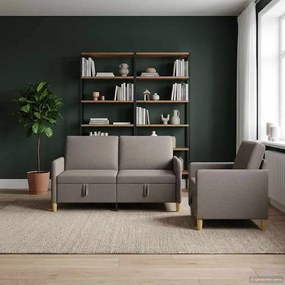 vidaXL Σαλονάκι Σετ Με Αποθηκευτικό Χώρο 2 pcs Taupe Πολυεστέρας