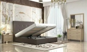 Κρεβάτι Νο 60 Μπέζ Δερματίνη με Αποθηκευτικό Χώρο για στρώμα 160x200 Υπέρδιπλο