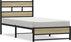 vidaXL Σκελετός Κρεβ. Χωρίς Στρώμα Sonoma Δρυς 100x190 εκ. Μεταλλικό