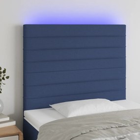 VidaXL Κεφαλάρι Κρεβατιού LED Μπλε 90x5x118/128εκ. Υφασμάτινο