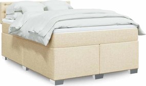 vidaXL Κρεβάτι Boxspring με Στρώμα Κρεμ 140x190 εκ. Υφασμάτινο