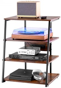 VEVOR 4-Tier AV Media Stand with Power Strips Wooden Corner TV Stand with LED