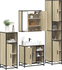 vidaXL Σετ Επίπλων Μπάνιου 4 Τεμαχίων Sonoma Δρυς Επεξεργασμένο Ξύλο