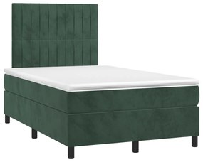 Κρεβάτι Boxspring με Στρώμα Σκούρο Πράσινο 120x200εκ. Βελούδινο - Πράσινο