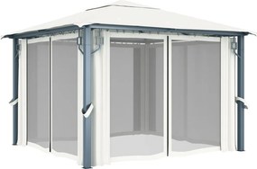 vidaXL Κιόσκι με Κουρτίνα Κρεμ 300 x 300 εκ. Αλουμινίου