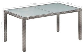 vidaXL Σετ Τραπεζαρίας Εξ. Χώρου 7 τεμ. Γκρι Συνθ. Ρατάν με Μαξιλάρια