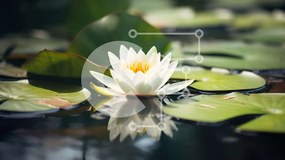 Intra Συλλεκτικό Ξύλινο Παζλ Plywood  4mm - Λευκό νούφαρο σε μια λίμνη με πράσινα φύλλα Σε Ξύλινο Κουτί - Διαστάσεις: 10x10 cm – 25 κομμάτια