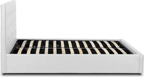 Κρεβάτι Iro Megapap από τεχνόδερμα με αποθηκευτικό χώρο χρώμα λευκό 160x200εκ.