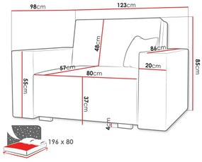 Πολυθρόνα Columbus 195, Μπλε, 85x123x98cm, 53 kg, Ταπισερί, Πόδια: Ξύλο | Epipla1.gr