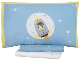 Μαξιλαροθήκες Παιδικές To The Moon (Σετ 2τμχ) Blue Nima 52X72 100% Cotton