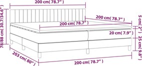vidaXL Κρεβάτι Boxspring με Στρώμα Μαύρο 200x200 εκ. Υφασμάτινο