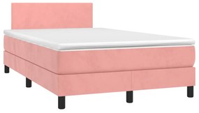 vidaXL Κρεβάτι Boxspring με Στρώμα Ροζ 120x190 εκ. Βελούδινο