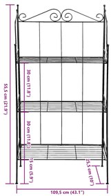 Esschert Design Ραφιέρα Φυτών 3 Επιπέδων L - Μαύρο