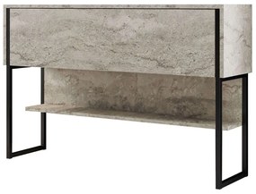Κονσόλα Luxe 618BLY1410 120x30x80cm Travertine Beige-Black Particle Board, Metal