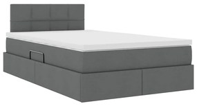 vidaXL Κρεβάτι με αποθηκευτικό χώρο και LED Σκούρο Γκρι 120 x 200 cm