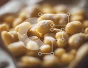 Intra Συλλεκτικό Ξύλινο Παζλ Plywood  4mm - Κοντινό πλάνο Marshmallows καλυμμένα με ζάχαρη άχνη Σε Ξύλινο Κουτί - Διαστάσεις: 10x10 cm – 25 κομμάτια