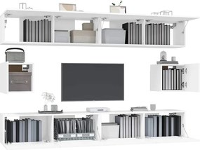 vidaXL Σετ Επίπλου Τηλεόρασης 6 Τεμαχίων Λευκό από Επεξεργασμένο Ξύλο
