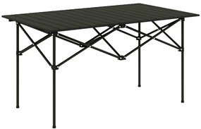Outsunny Τραπέζι κάμπινγκ Αναδιπλούμενο τραπέζι με ρολό επιφάνεια τραπεζιού Τραπέζι κήπου από αλουμίνιο 2 άτομα 95 x 55cm Μαύρο