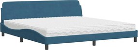 vidaXL Κρεβάτι με Στρώμα Dover Μπλε 200x200 εκ. Βελούδινο