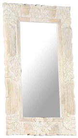 Καθρέφτης Λευκός 80 x 50 εκ. από Μασίφ Ξύλο Μάνγκο - Λευκό