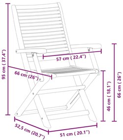 Καρέκλες Κήπου Πτυσσόμενες 4 τεμ. 57x66x95 εκ. Μασίφ Ακακία - Καφέ