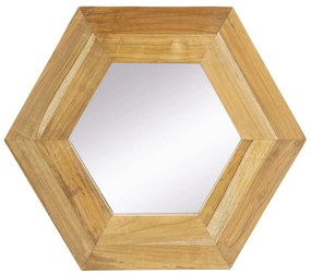 Artekko Mirror Καθρέφτης Τοίχου από Ξύλο Teak MDF Φυσική Απόχρωση (47x47x1.9)cm Artekko 85824-NATU